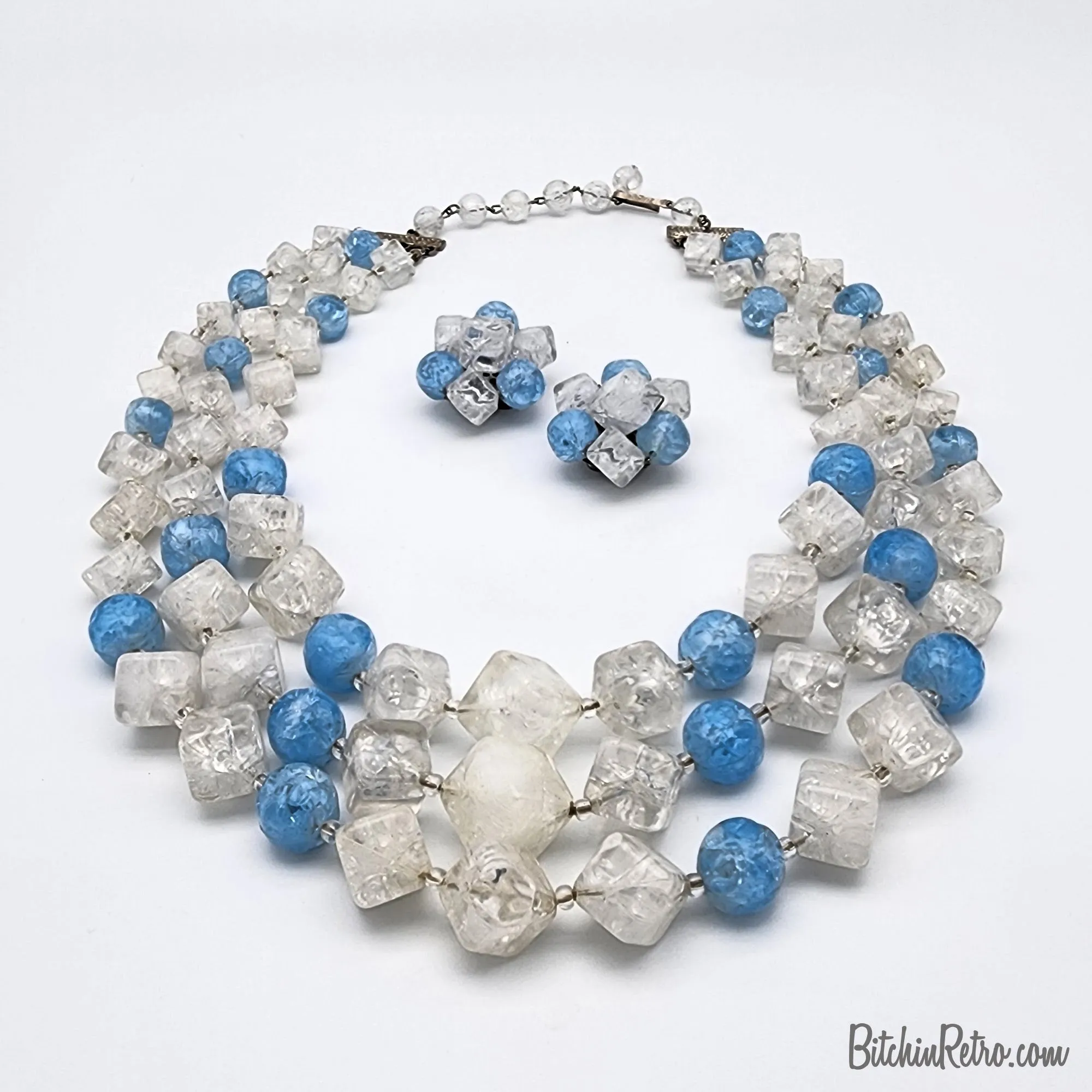 Vintage Austria Beaded Necklace and Earring Set
