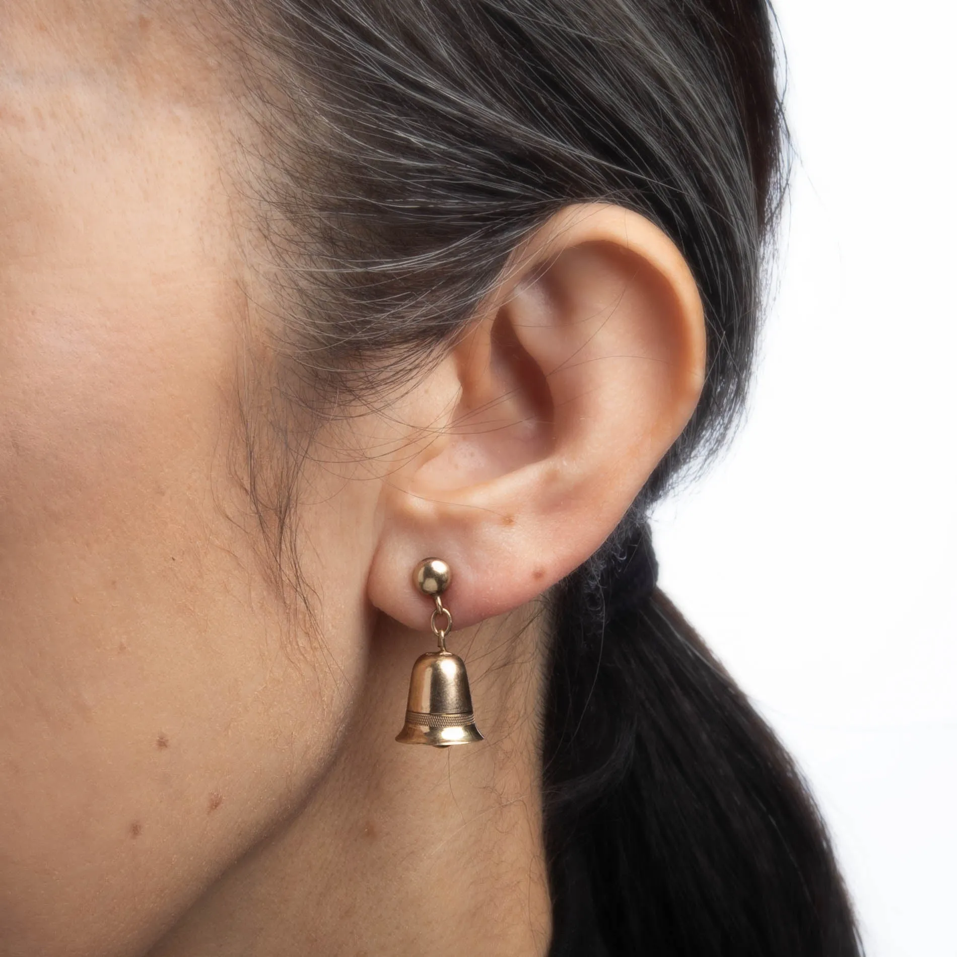 Vintage Bell Drop Earrings 9k Yellow Gold English Hallmarks Birmingham Jewelry