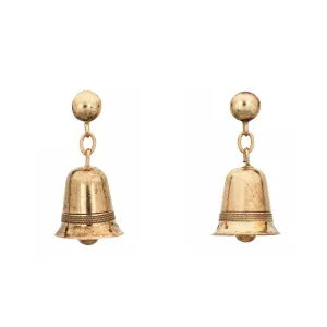Vintage Bell Drop Earrings 9k Yellow Gold English Hallmarks Birmingham Jewelry