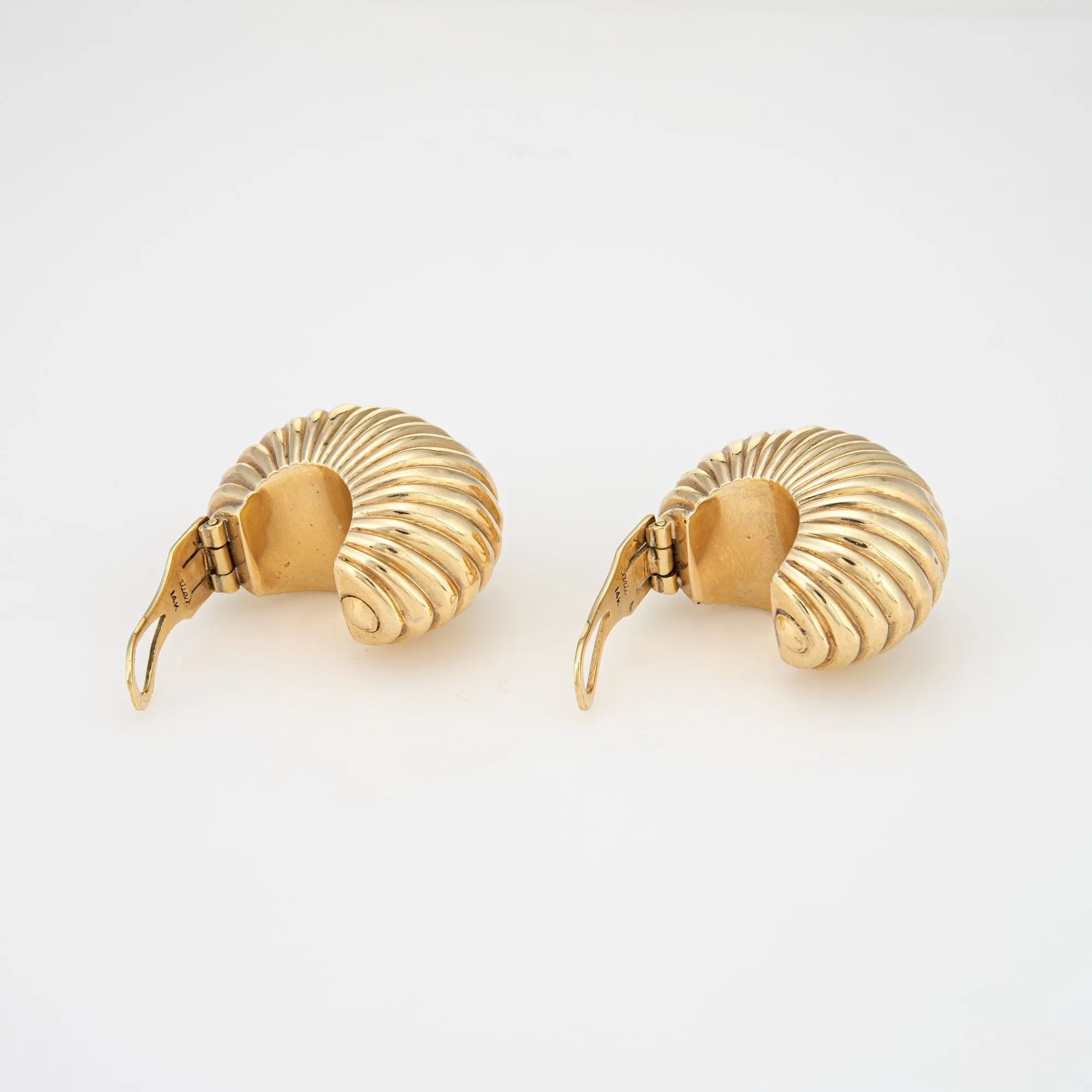 Vintage Cartier Earrings c1945 Bombe Fluted Dome 14k Gold Shell Fine Jewelry