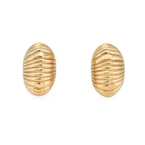 Vintage Cartier Earrings c1945 Bombe Fluted Dome 14k Gold Shell Fine Jewelry