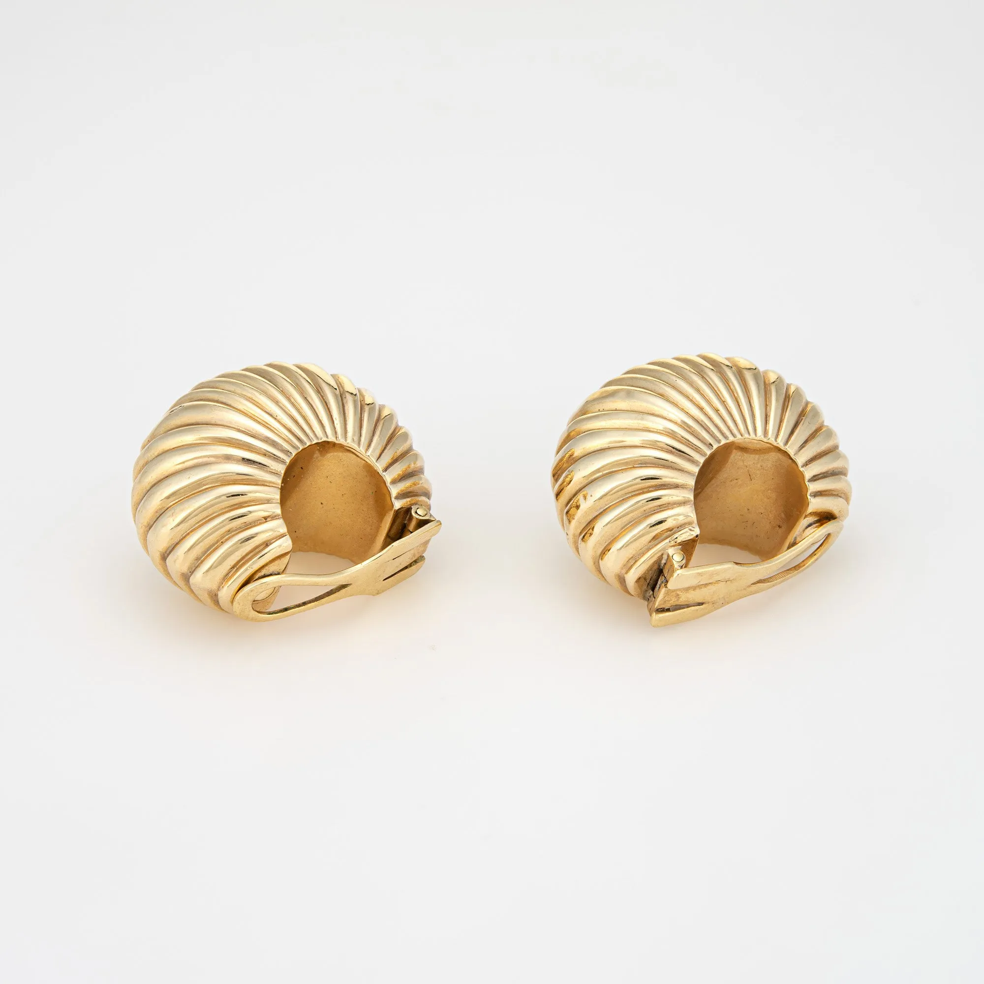 Vintage Cartier Earrings c1945 Bombe Fluted Dome 14k Gold Shell Fine Jewelry