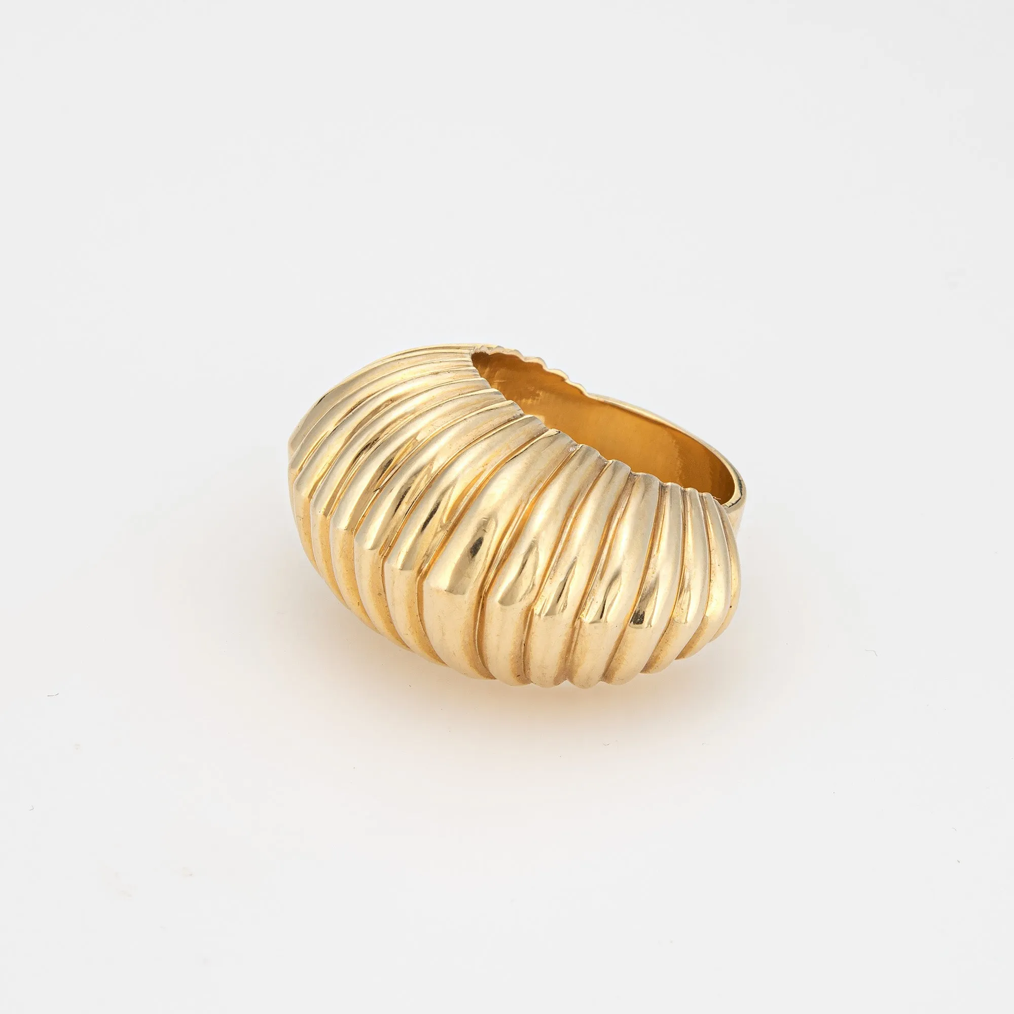 Vintage Cartier Ring c1945 Bombe Fluted Dome 14k Gold Sz 5.75 Shell Jewelry