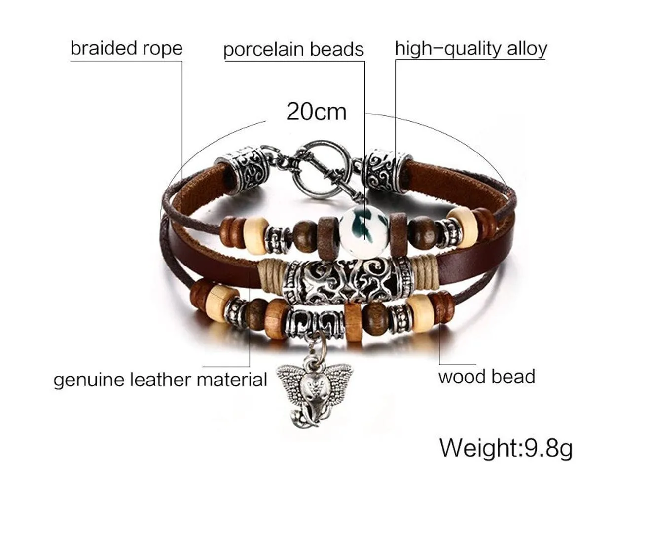 Vintage Genuine Leather Bracelet for Men and Women