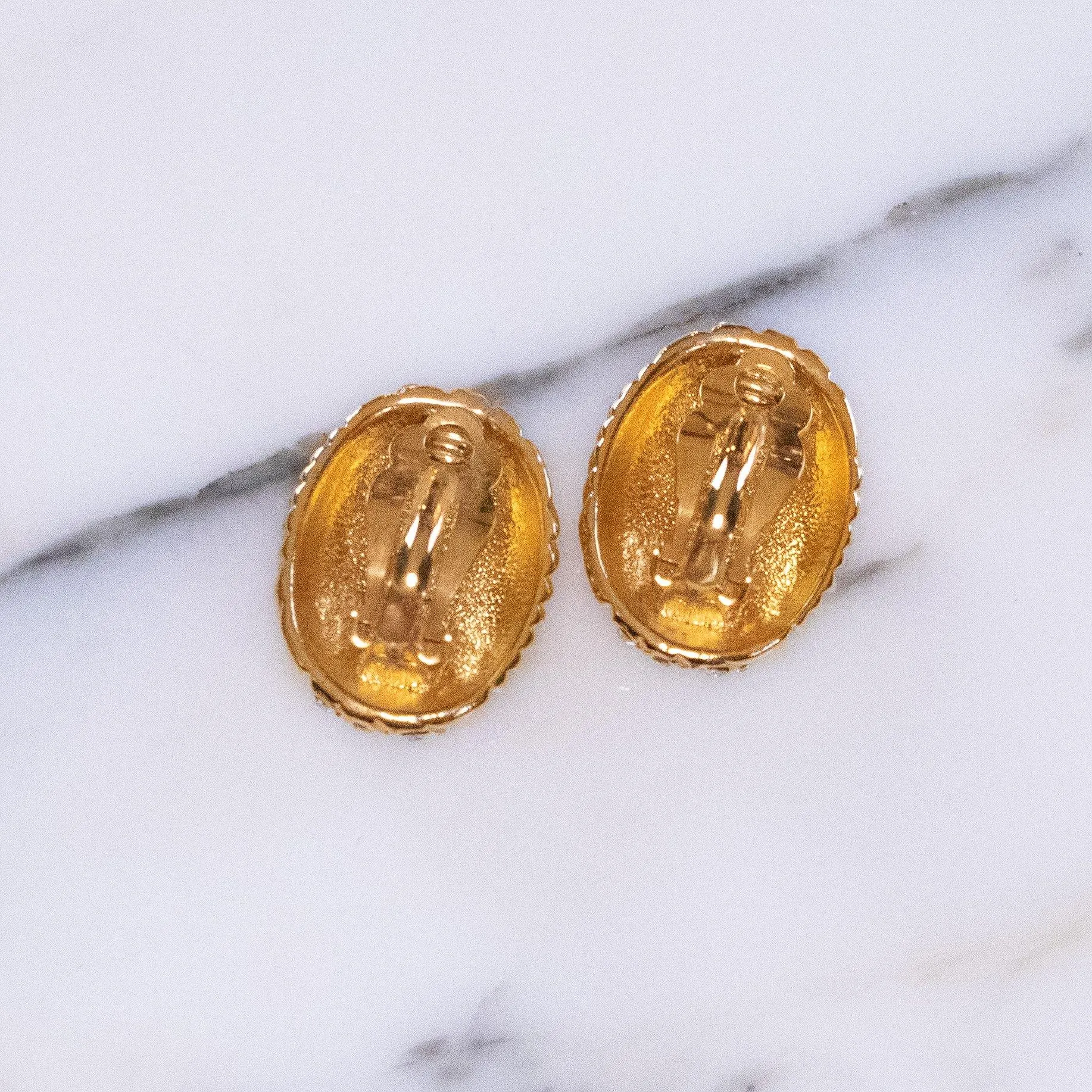 Vintage Joan Rivers  Gold Earrings Line Design with Pave Rhinestones