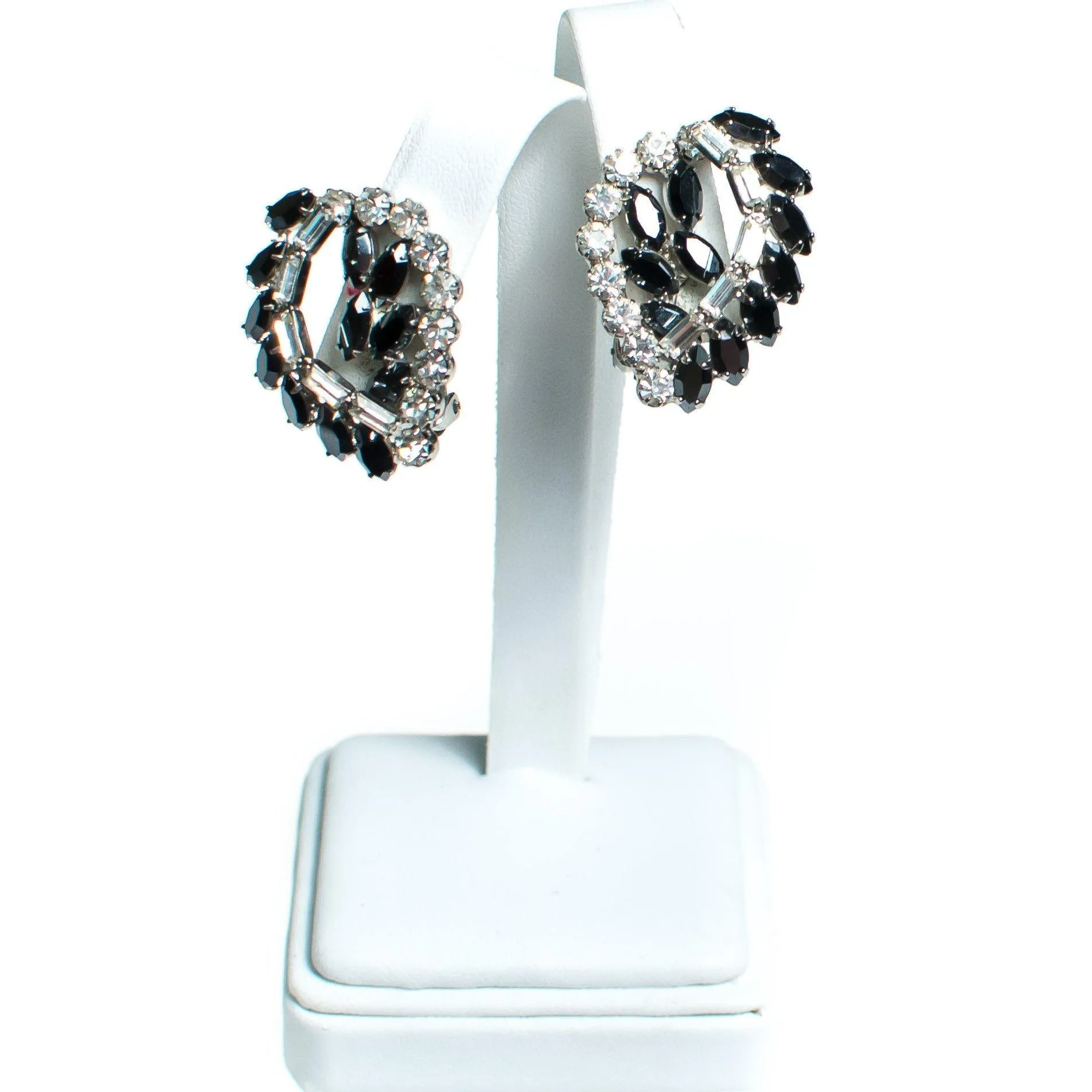 Vintage Juliana Hematite and Diamante Rhinestone Statement Earrings, Clip On