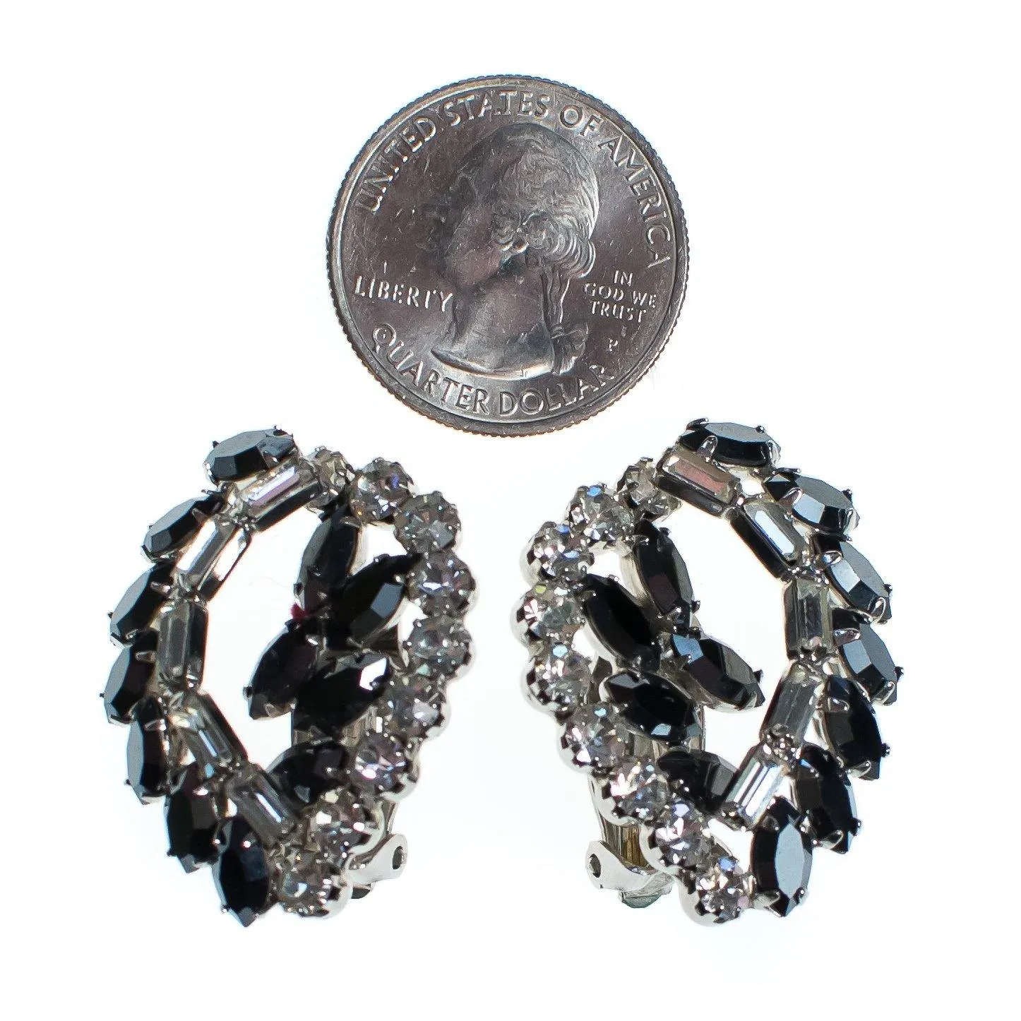 Vintage Juliana Hematite and Diamante Rhinestone Statement Earrings, Clip On