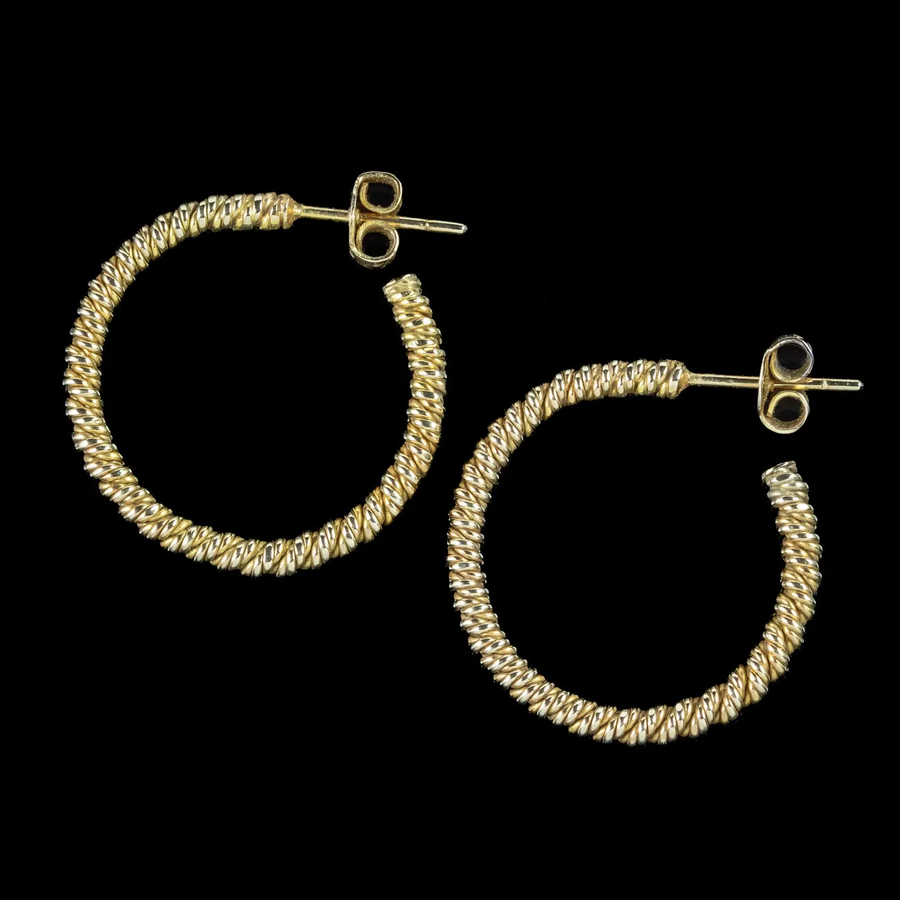 Vintage Rope Hoop Earrings 9ct Gold