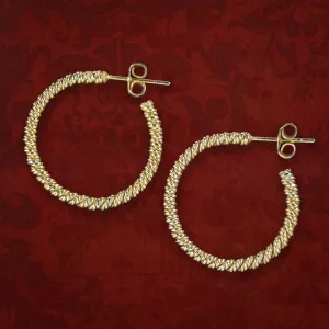 Vintage Rope Hoop Earrings 9ct Gold