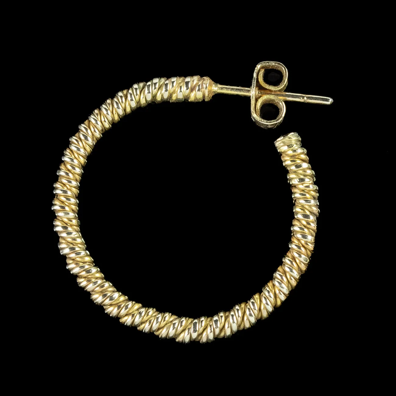 Vintage Rope Hoop Earrings 9ct Gold