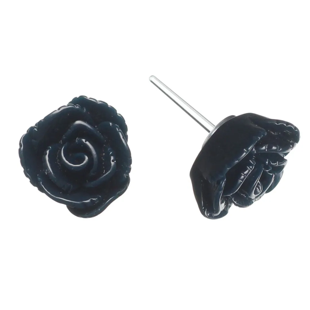 Vintage Rose Studs Hypoallergenic Earrings for Sensitive Ears Made with Plastic Posts