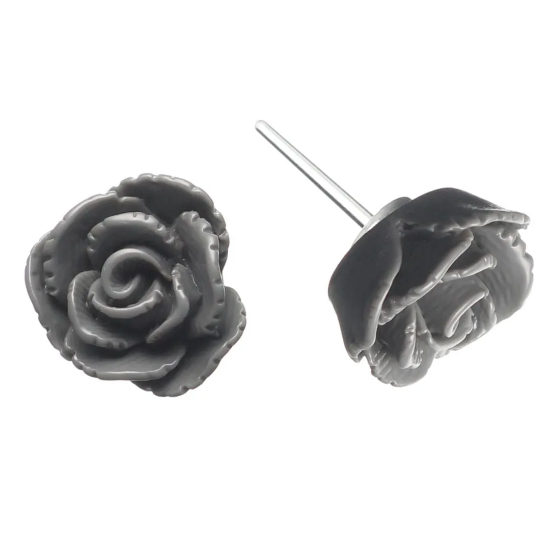 Vintage Rose Studs Hypoallergenic Earrings for Sensitive Ears Made with Plastic Posts