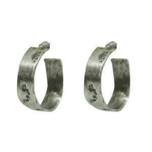 Vintage Silver Wide Impression Hoops