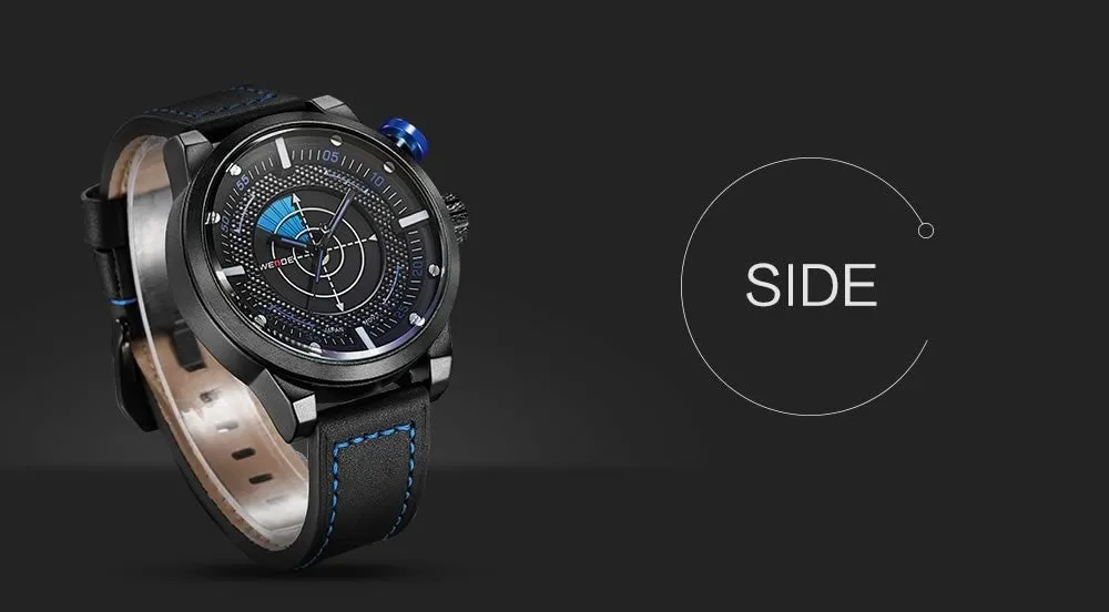WEIDE New Men Watch Genuine Leather Band Fashion Casual Sports Design Luxury Quartz Watches Men 30m Waterproof Men Watches
