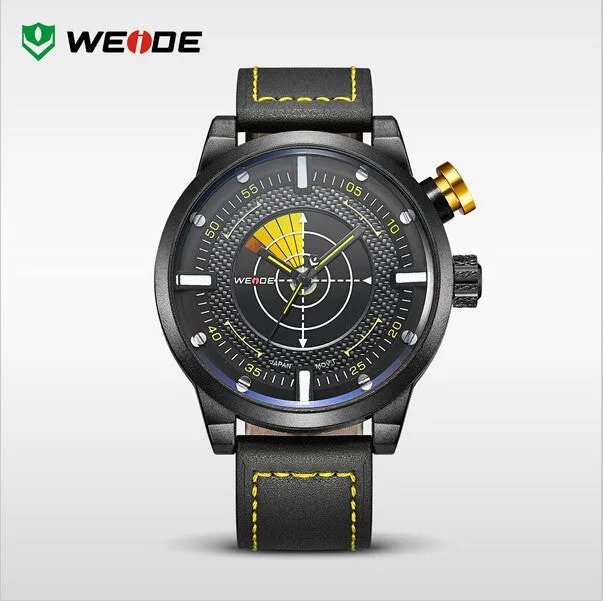 WEIDE New Men Watch Genuine Leather Band Fashion Casual Sports Design Luxury Quartz Watches Men 30m Waterproof Men Watches