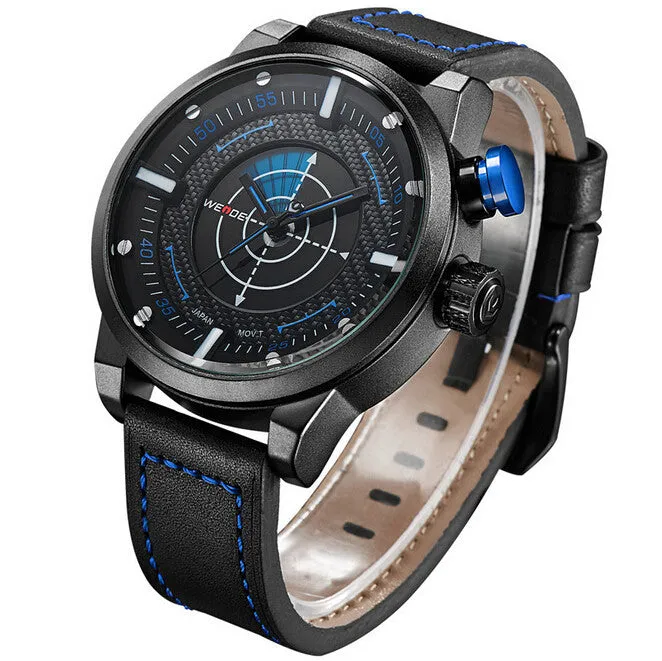 WEIDE New Men Watch Genuine Leather Band Fashion Casual Sports Design Luxury Quartz Watches Men 30m Waterproof Men Watches
