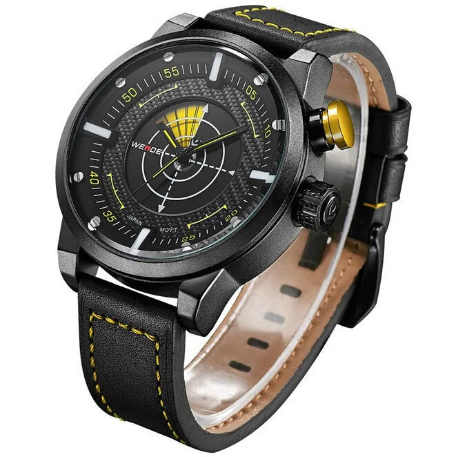 WEIDE New Men Watch Genuine Leather Band Fashion Casual Sports Design Luxury Quartz Watches Men 30m Waterproof Men Watches