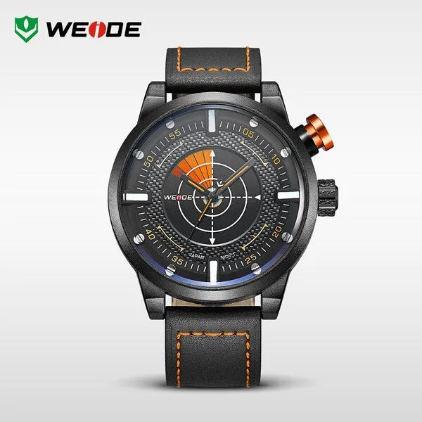 WEIDE New Men Watch Genuine Leather Band Fashion Casual Sports Design Luxury Quartz Watches Men 30m Waterproof Men Watches