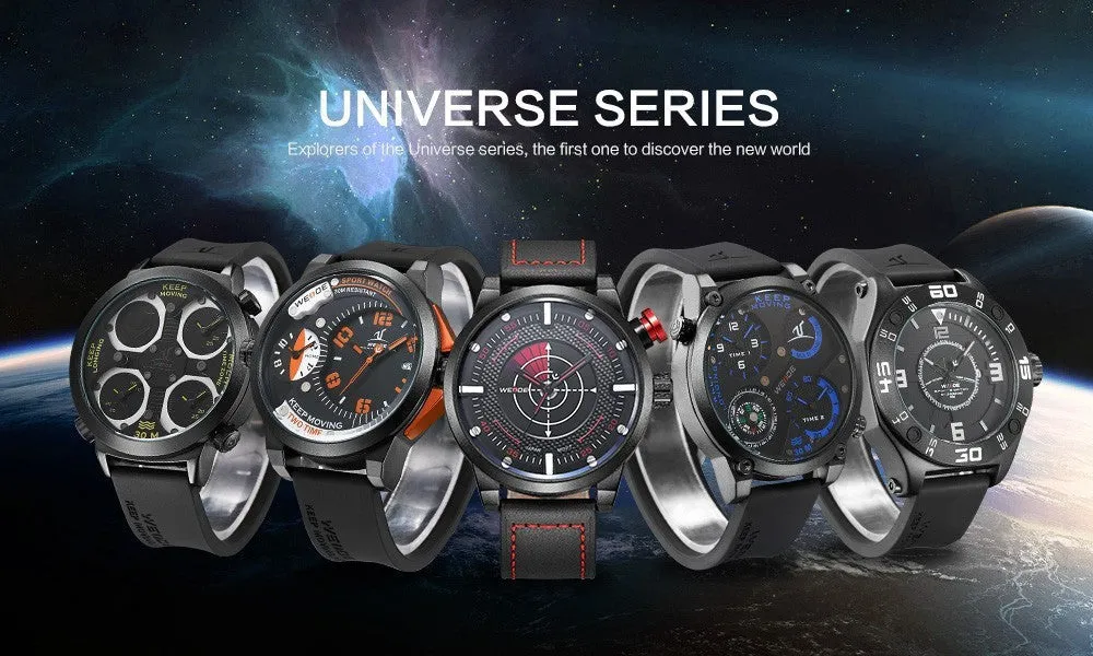WEIDE New Men Watch Genuine Leather Band Fashion Casual Sports Design Luxury Quartz Watches Men 30m Waterproof Men Watches
