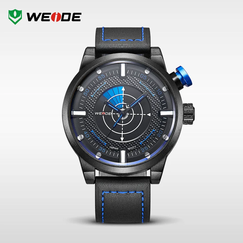 WEIDE New Men Watch Genuine Leather Band Fashion Casual Sports Design Luxury Quartz Watches Men 30m Waterproof Men Watches