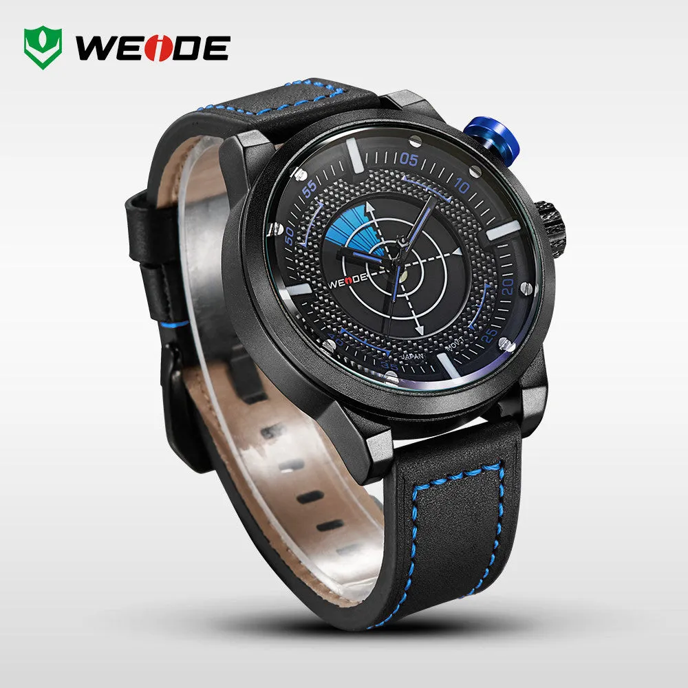 WEIDE New Men Watch Genuine Leather Band Fashion Casual Sports Design Luxury Quartz Watches Men 30m Waterproof Men Watches