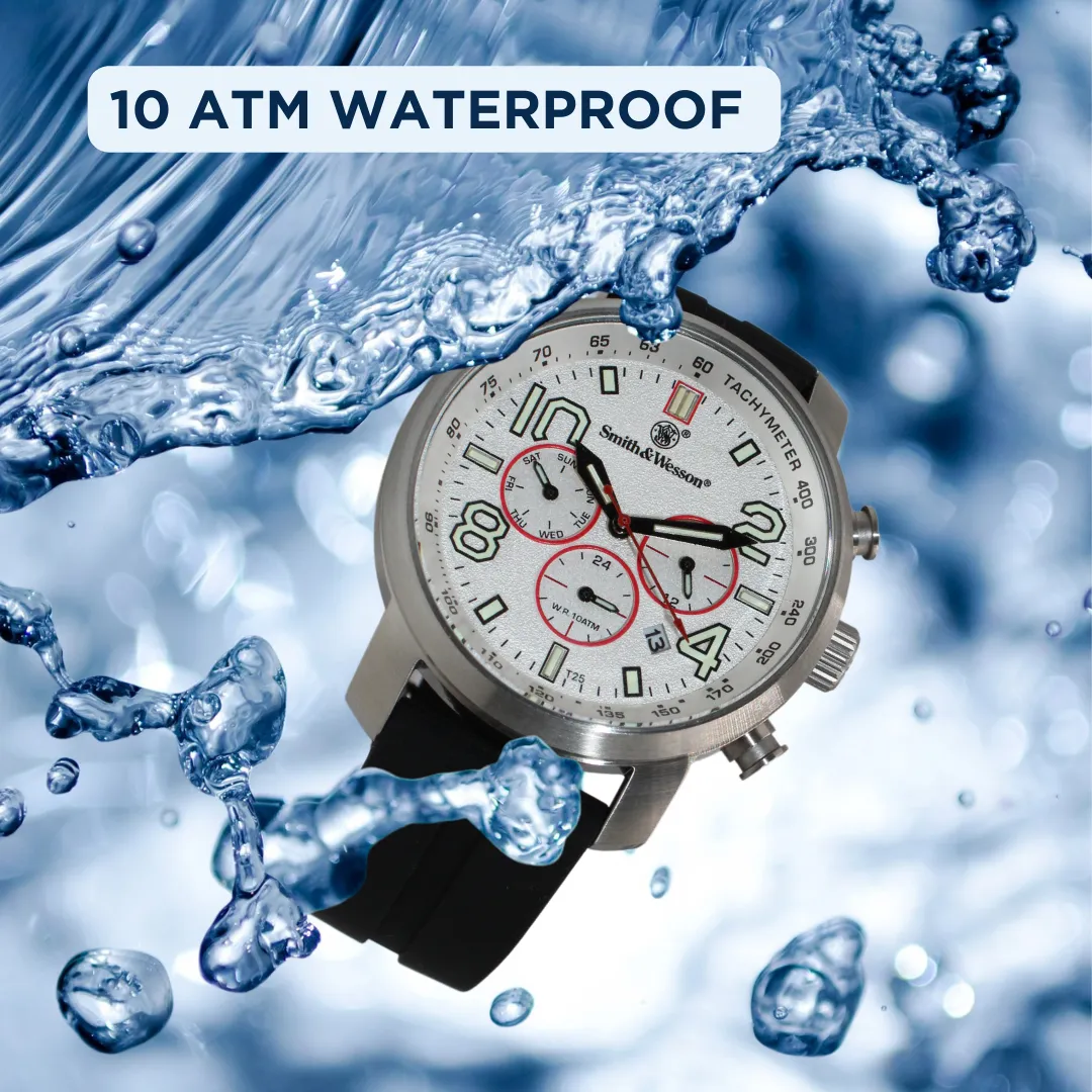 White Smith & Wesson Tritium Chronograph Red, Silicone Strap