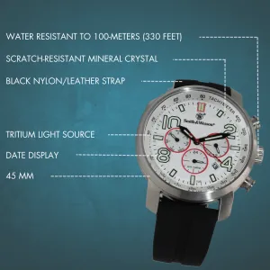 White Smith & Wesson Tritium Chronograph Red, Silicone Strap