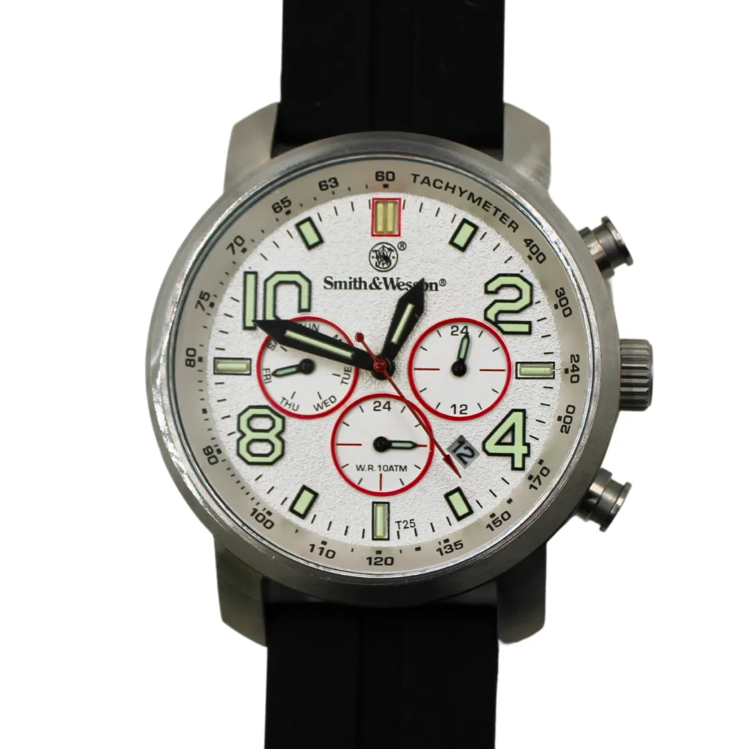 White Smith & Wesson Tritium Chronograph Red, Silicone Strap