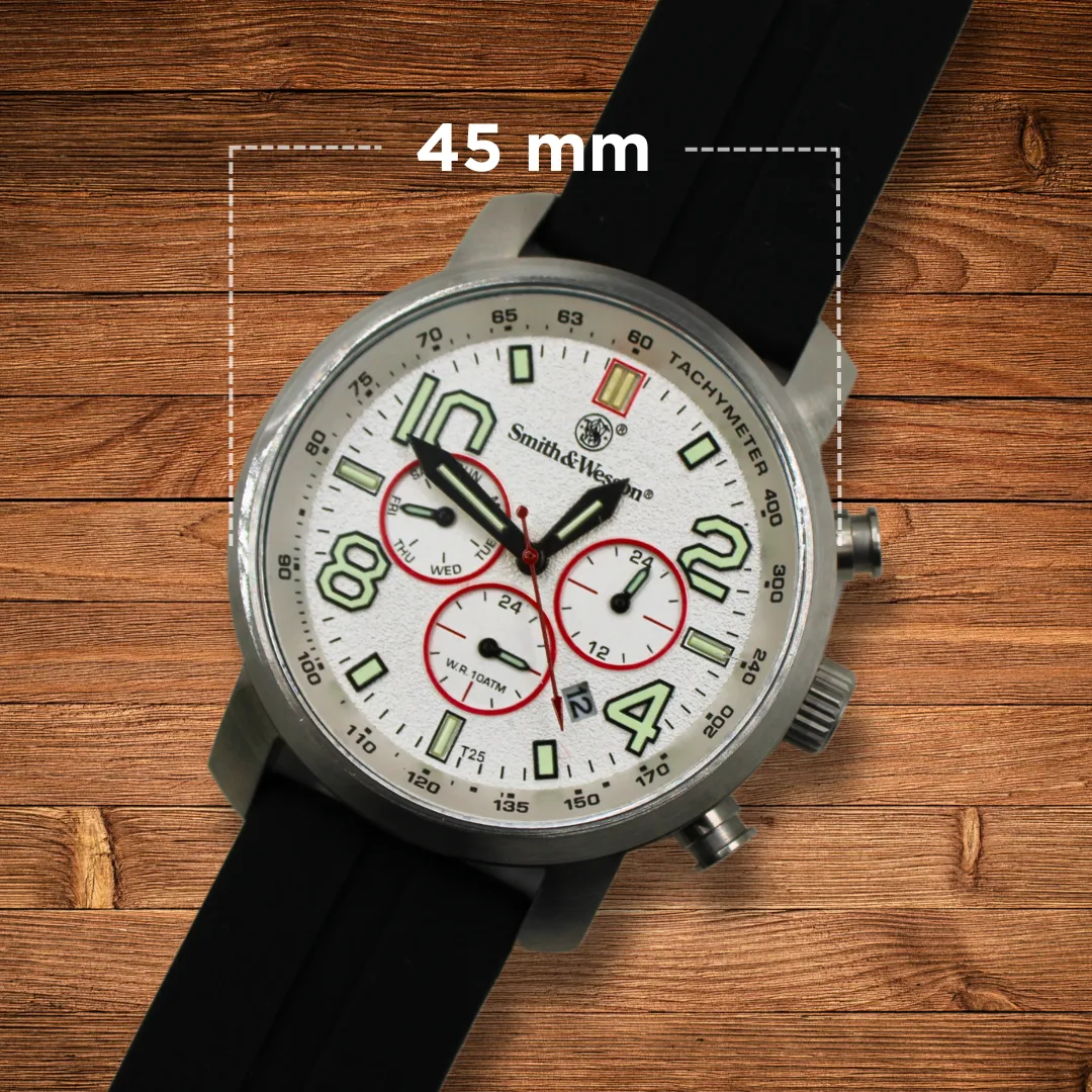 White Smith & Wesson Tritium Chronograph Red, Silicone Strap