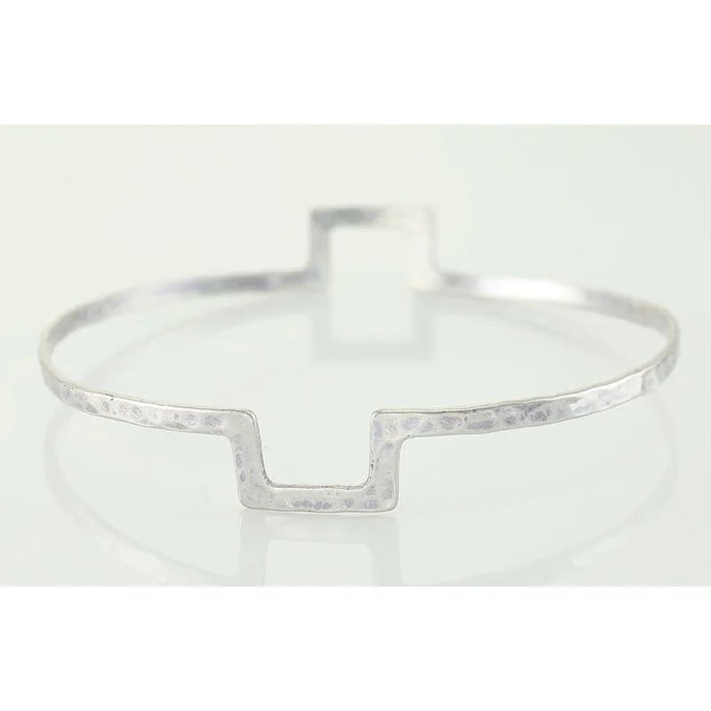 Wide Notch Bangle Bracelet