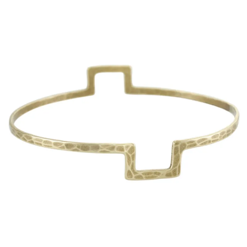 Wide Notch Bangle Bracelet