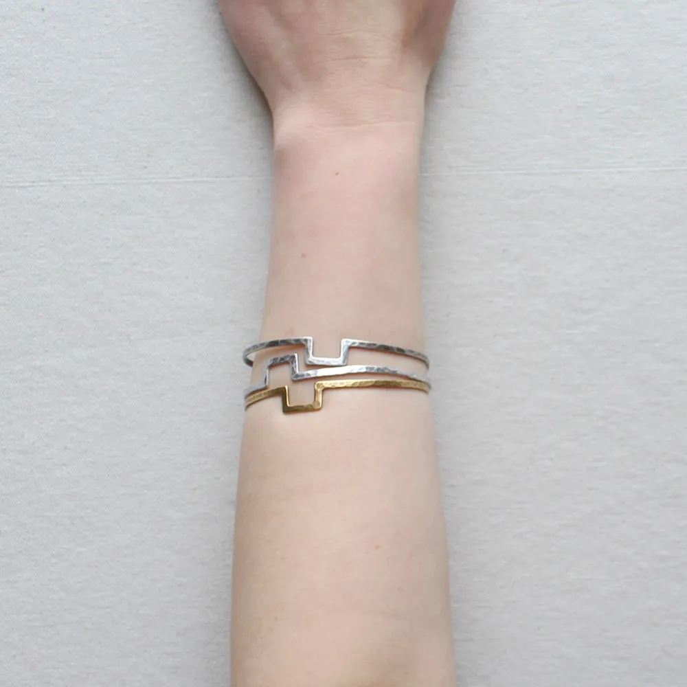 Wide Notch Bangle Bracelet