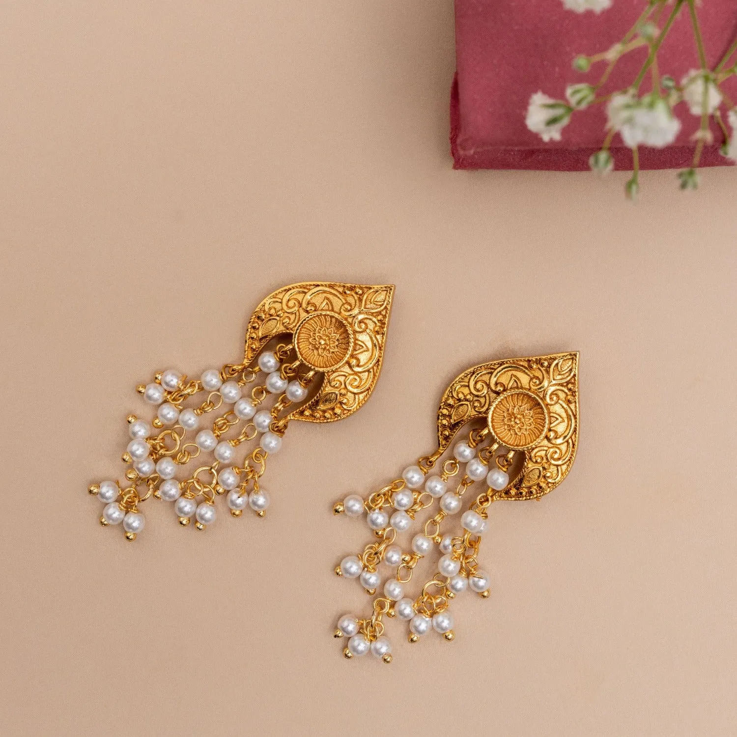 Wisteria Antique Pearl Drop Earrings