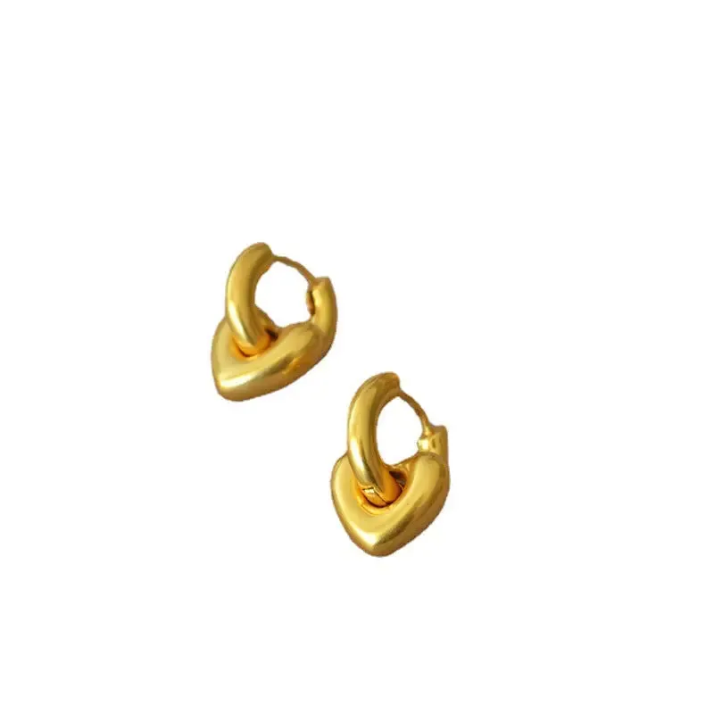 Women Personalized Retro Brass Plated Gold Earrings
