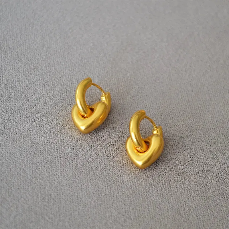 Women Personalized Retro Brass Plated Gold Earrings