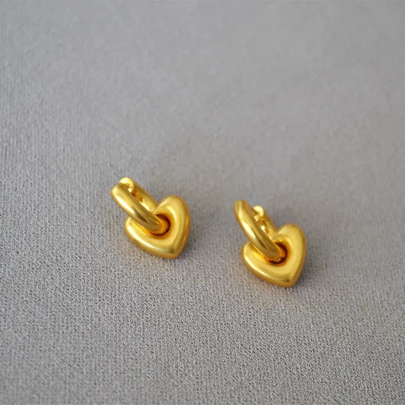Women Personalized Retro Brass Plated Gold Earrings