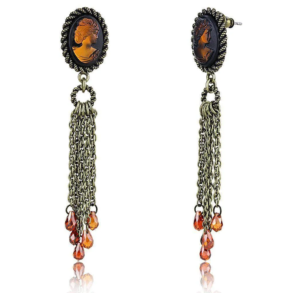 Women's Earrings - LO4185 - Antique Copper Brass Earrings