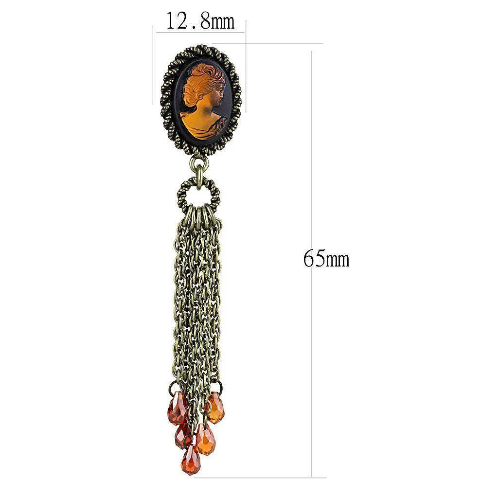 Women's Earrings - LO4185 - Antique Copper Brass Earrings