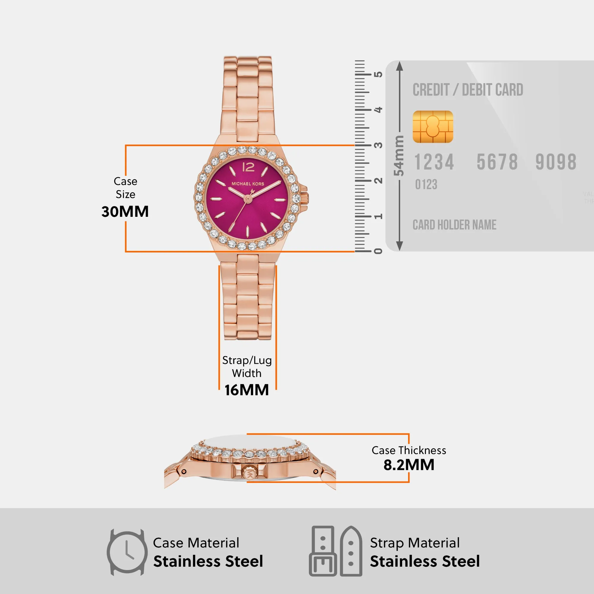 Women's Lennox Three-Hand Rose Gold-Tone Stainless Steel Watch MK7396