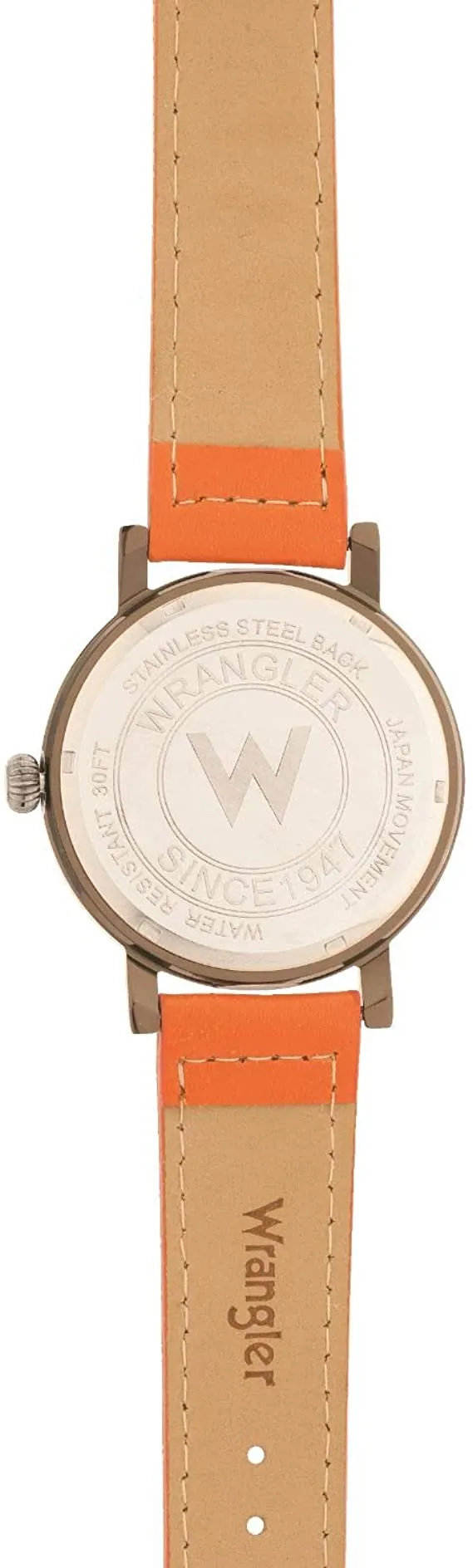Wrangler Unisex Watch, 42mm with Natural Band & White Stitching, Oversized Crown, Water Resistant