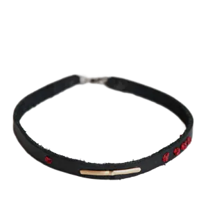 Yellow Gold Bar Buffalo Skin Bracelet