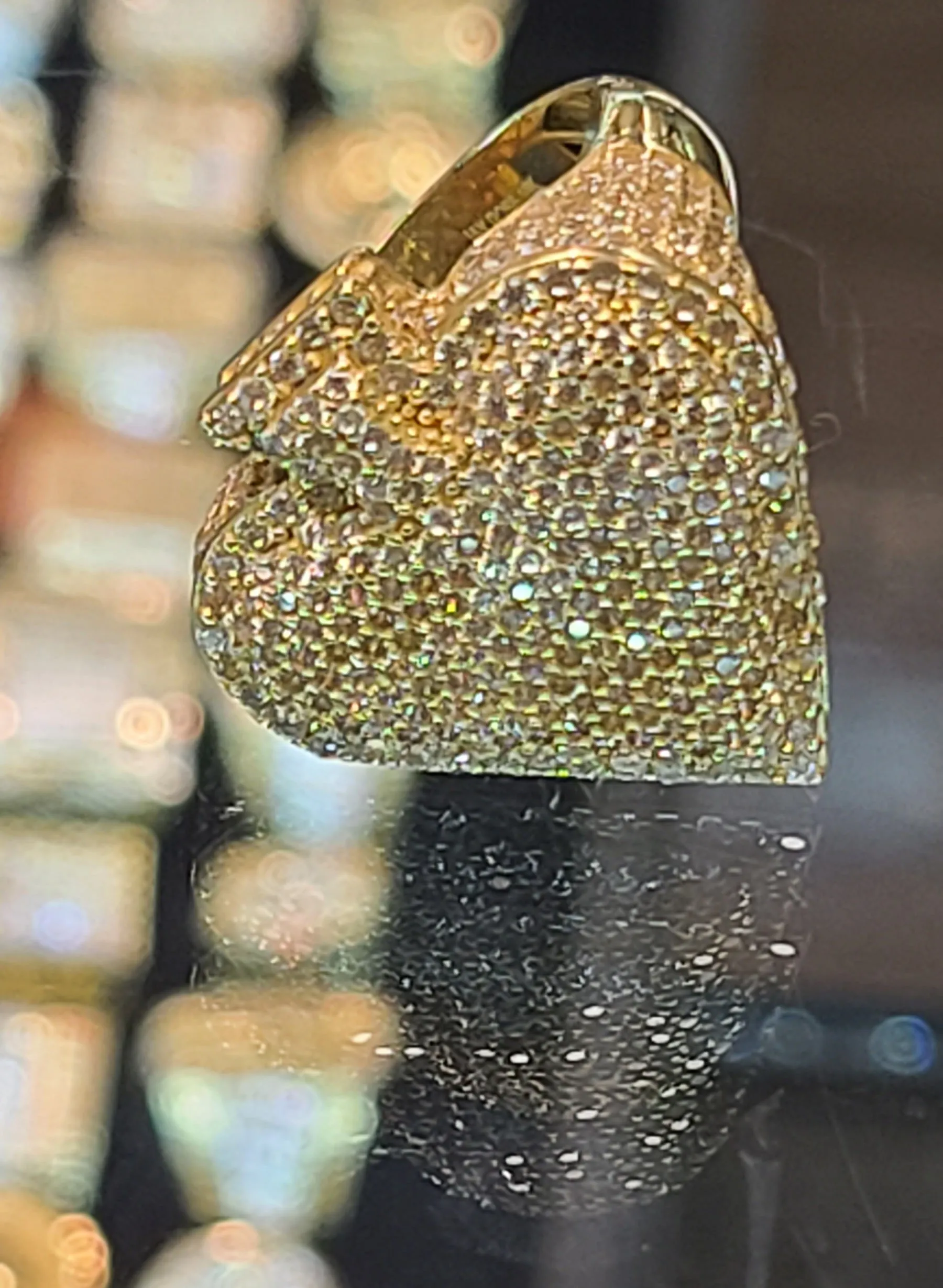 Yellow Gold Heart Shaped Ring with CZs