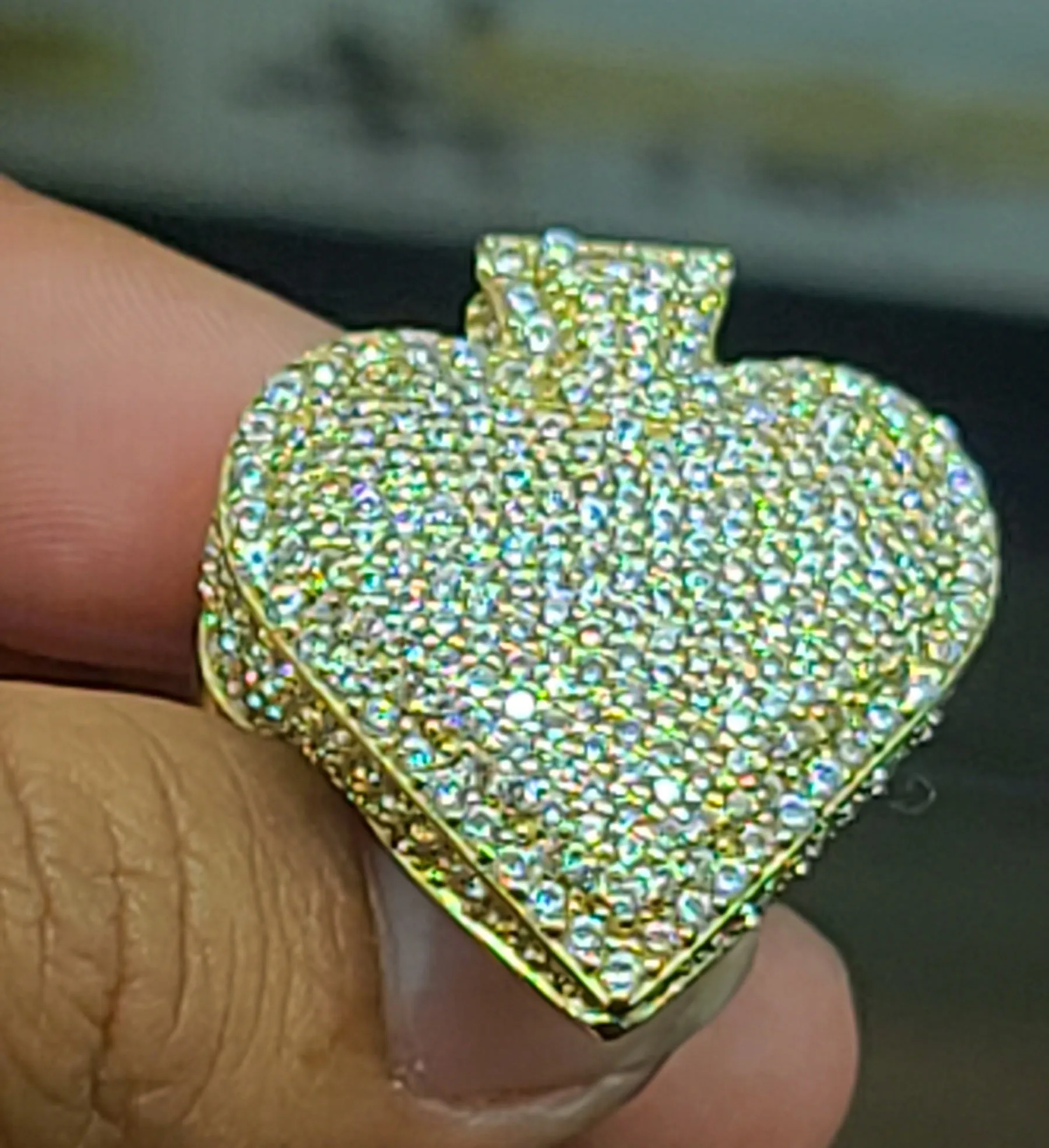 Yellow Gold Heart Shaped Ring with CZs