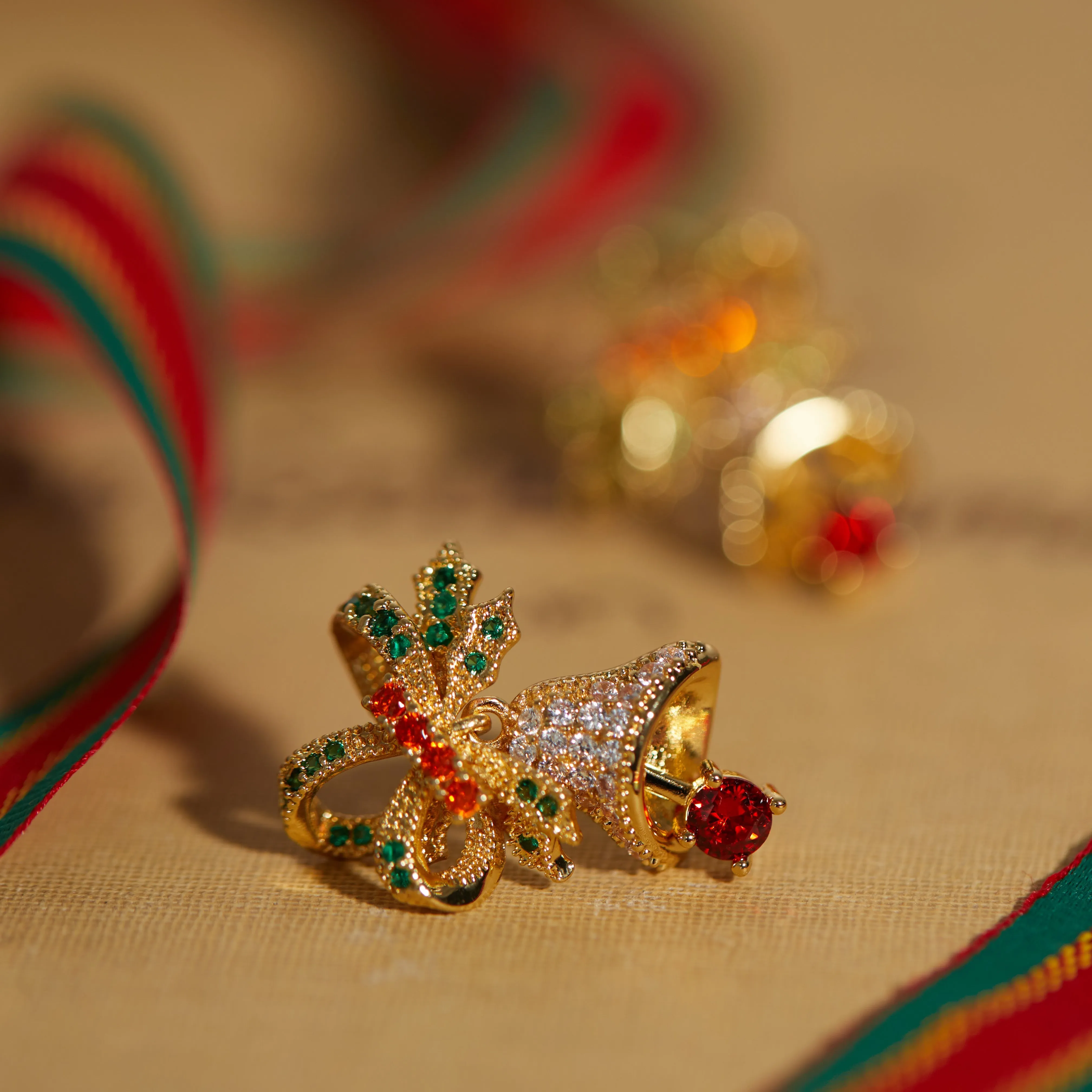 Zircon Christmas Jingle Bells Earrings